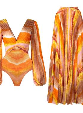 Long sleeved one-piece swimsuit for women on the