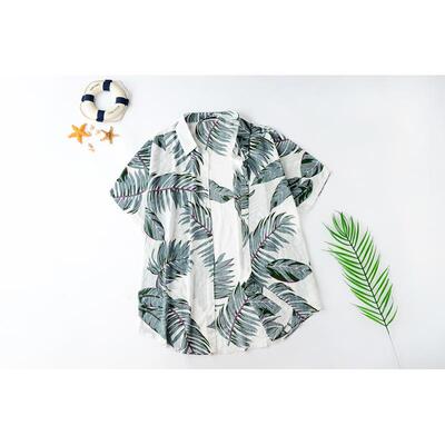 Men's beach printed tree leaf summer style shirt top for