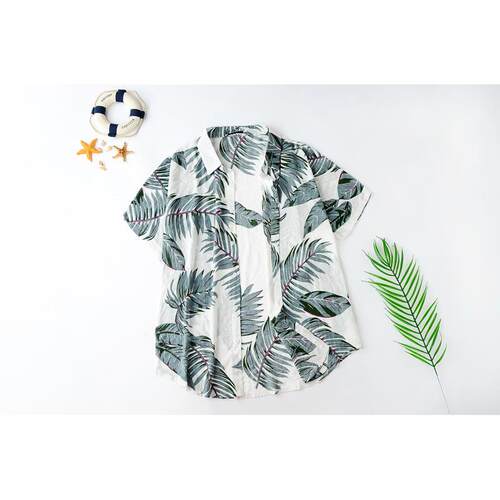 Men's beach printed tree leaf summer style shirt top for