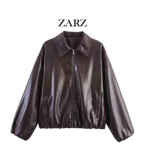 Fashionable faux leather pilot jacket jacket