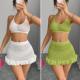 skirt with hip Knitted ruffle beach wrapped edge set