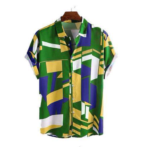 Men's model printed shirt style short sleeved top