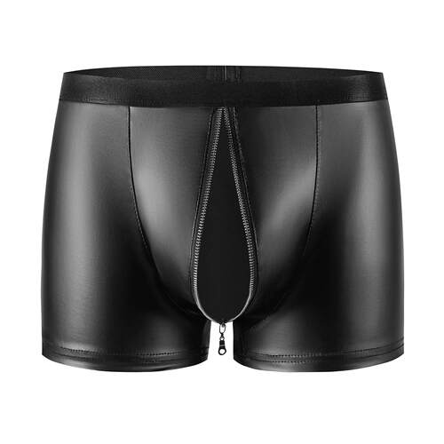 Men's soft matte shiny leather flat angle pants, open cut