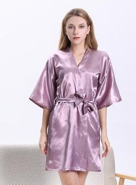 Ice silk sleepwear, cardigan, bathrobe, thin design, can