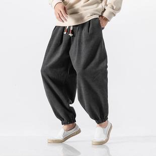 Men's thick cashmere woolen pants, plus size pants for