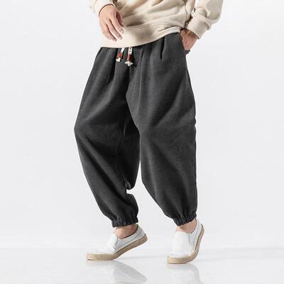 Men's thick cashmere woolen pants, plus size pants for