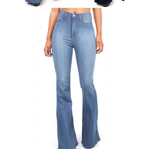 High waisted slightly flared jeans for women with wide