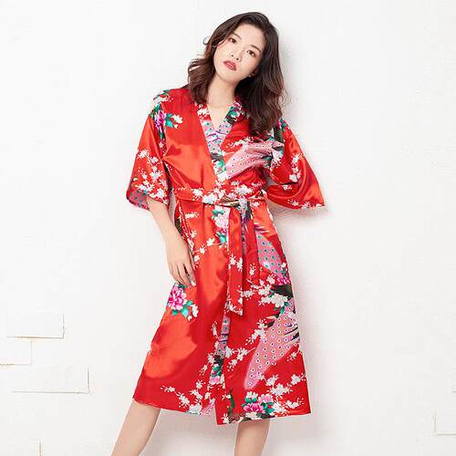 Ice silk nightgown, bathrobe, morning gown, home wear,