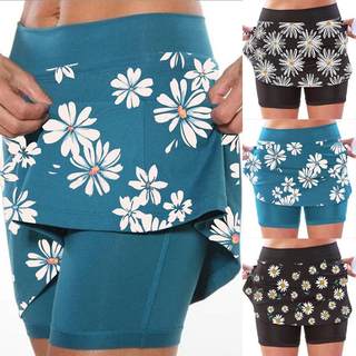 Zou Chrysanthemum Printed Mid Waist Sports Casual Shorts wit