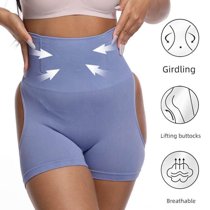 High waisted thong compression pants with flat corners and