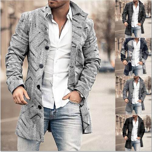 Woolen printed coat men's jacket woolen coat