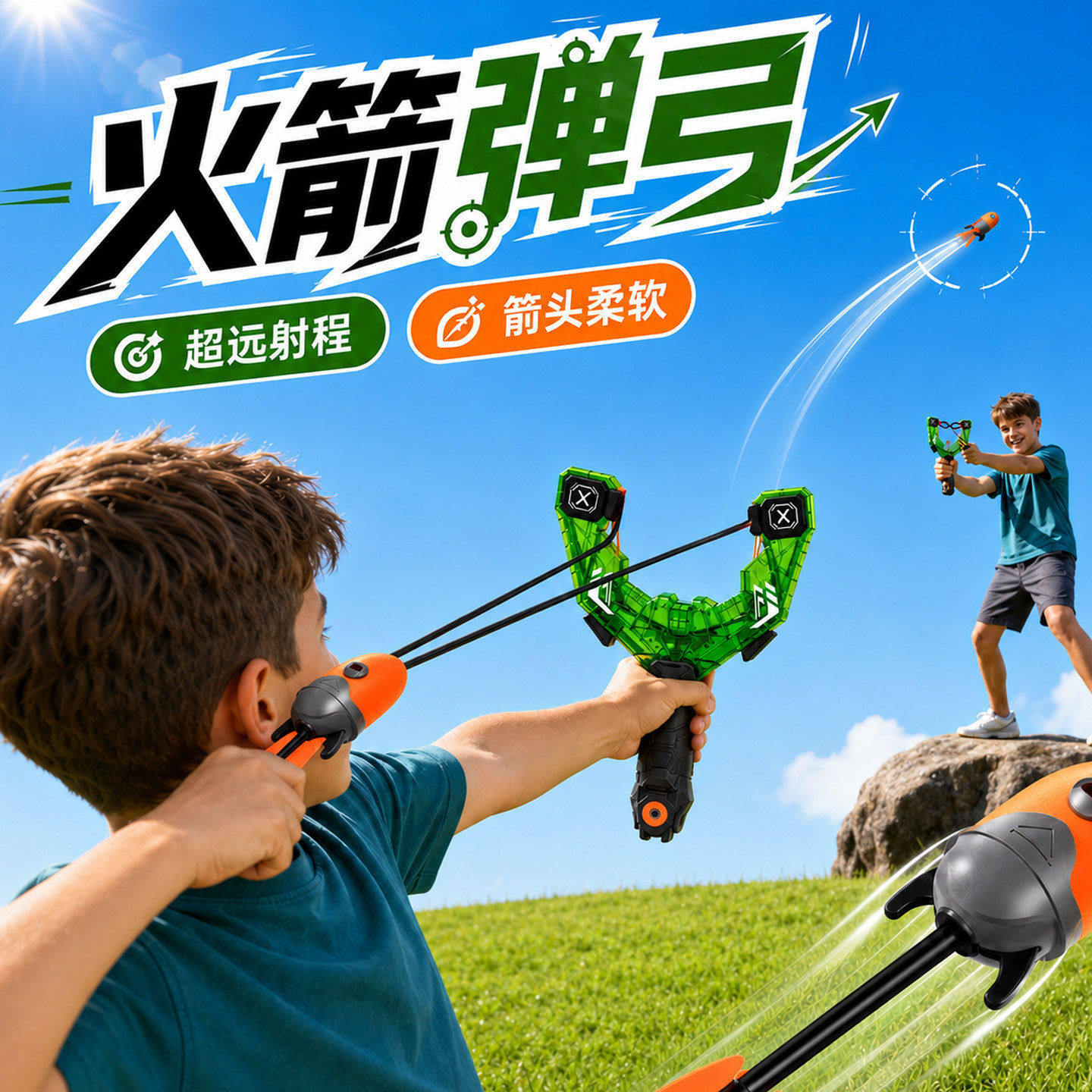 儿童火箭弹弓户外玩具发射器