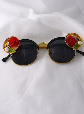 网红墨镜女潮2020新款时尚夸张大框镶嵌珍珠绿水钻眼镜女士太阳镜