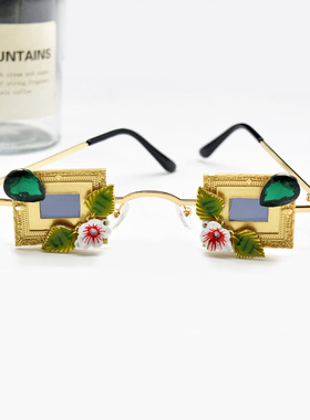 复古摩登嘻哈墨镜潮酷新款男女高级灰色金属框小脸太阳眼镜饰配饰