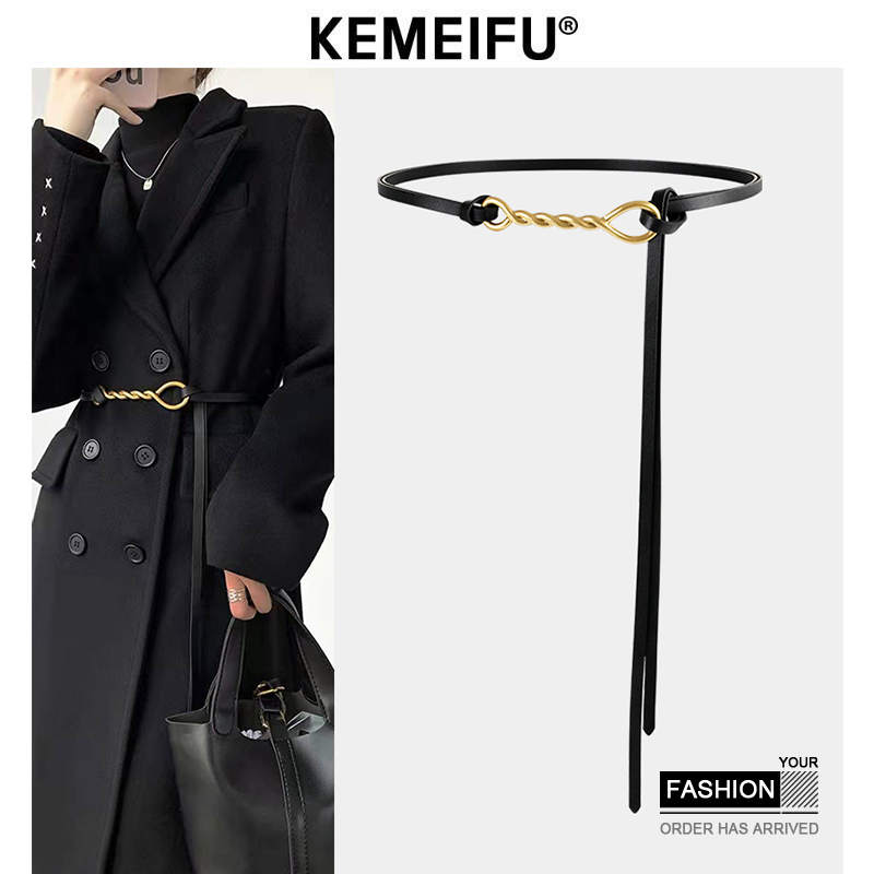细腰带西装大衣百搭黑色加长款
