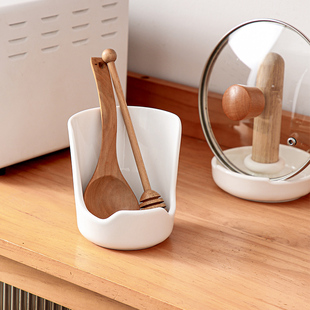 家用厨房免打孔台面陶瓷锅盖架勺托勺子托架铸铁锅盖收纳置物架子