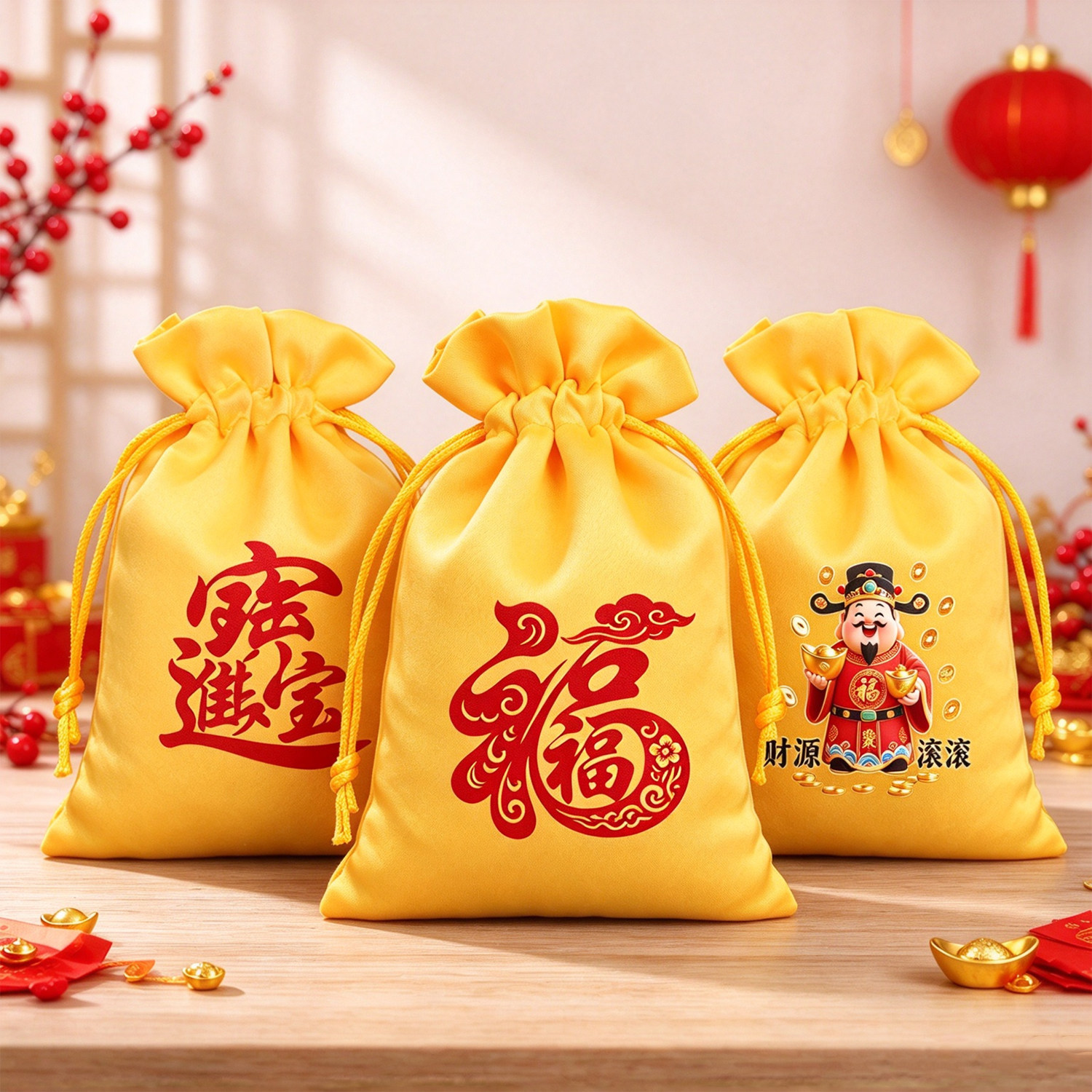 纯黄色布袋子祈福纳福收纳袋