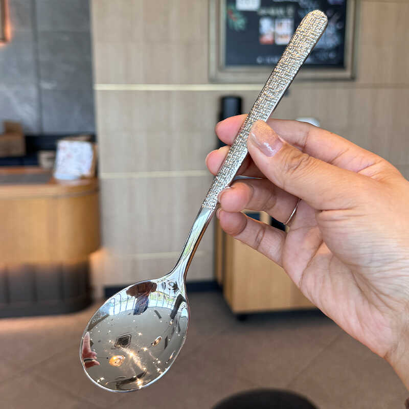 含泪出！巨便宜！日式锤纹316不锈钢西餐勺主餐更吃饭勺子调羹