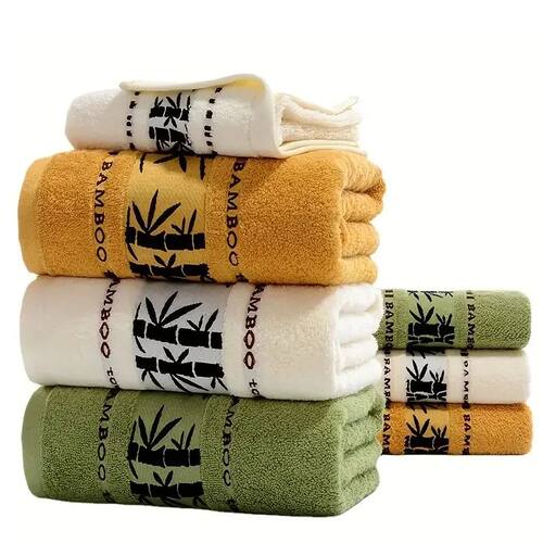 Set of 2 Bamboo Fiber Bathroom Towels Sets 34x74cm/70x140cm