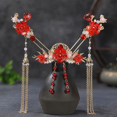 Vintage Flower Bridal Headwear Alloy Tassel Wedding Hair Sti