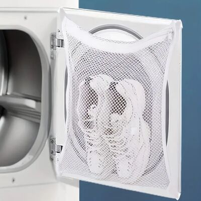 2 Piece White Shoe Wash Bag, Reusable, with Zipper and Strap