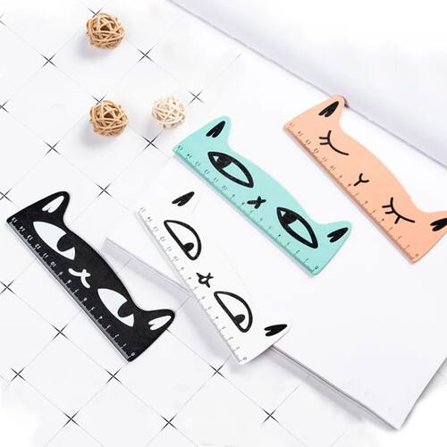 1Pc Lytwtw's Cute Kawaii Black Cat Kitten Straight Ruler Woo