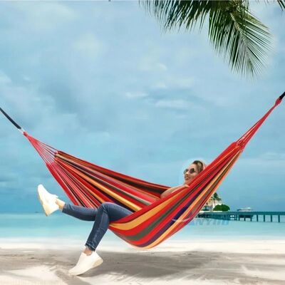 Heavy-Duty Striped Canvas Hammock – Versatile Indoor/Outdoo