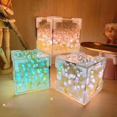 New Creative Diy Tulip Flower Sea Cube Three-Dimensional Sma