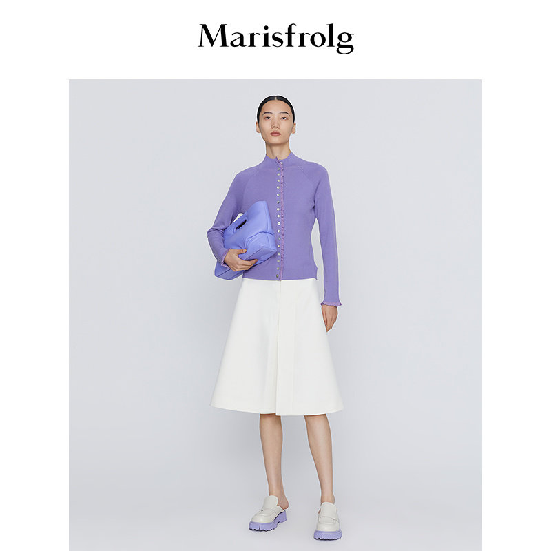【商场同款】Marisfrolg玛丝菲尔冬季新款米白色羊毛半身裙女