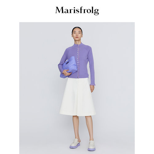 【商场同款】Marisfrolg玛丝菲尔冬季新款米白色羊毛半身裙女