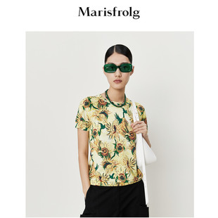 【联名系列】玛丝菲尔夏季新梵高向日葵油画印花轻柔针织t恤女