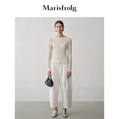 商场同款 玛丝菲尔女装 冬季 新款 白色山羊绒圆领打底衫