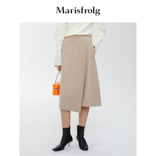 收腰显瘦双面呢裙子 玛丝菲尔半身裙A字围裹式 羊毛双面呢半裙