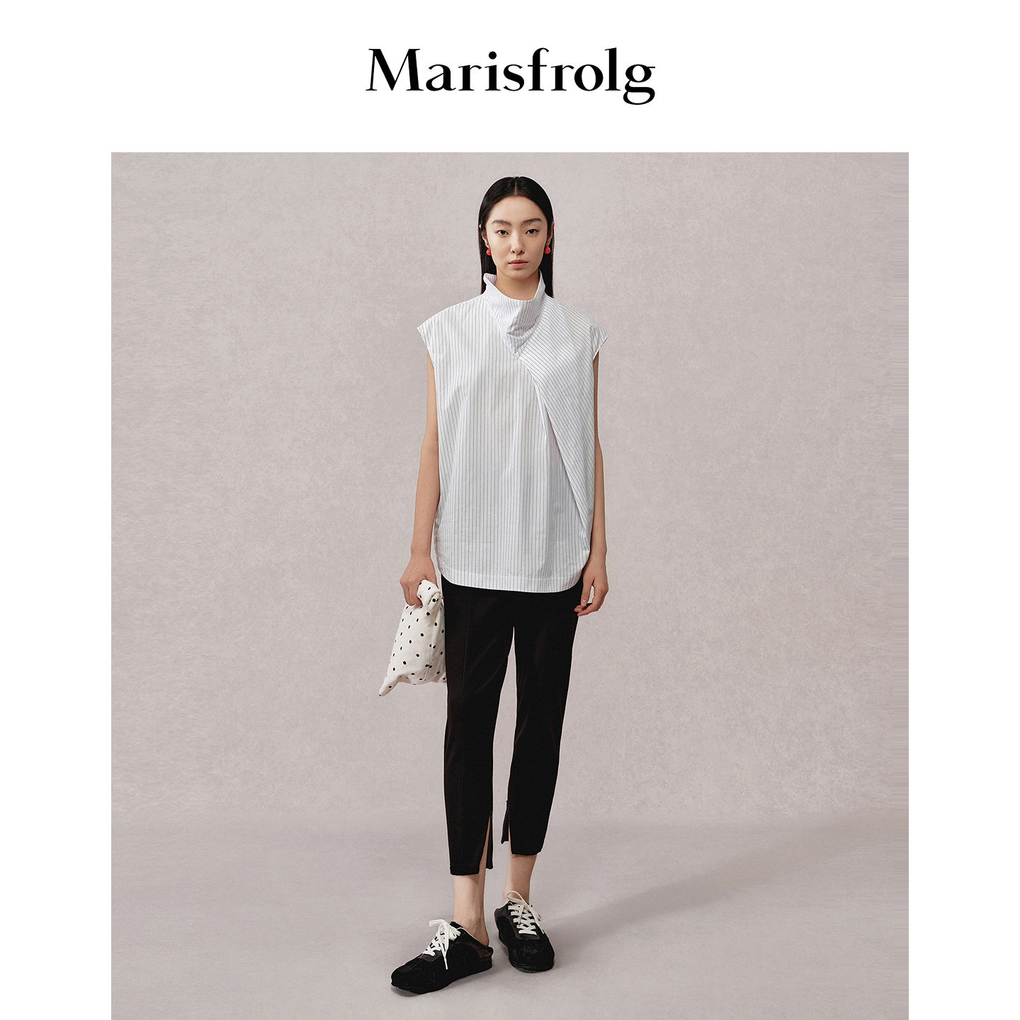Marisfrolg玛丝菲尔秋季新款休闲时尚修身挺阔弹力开叉小脚裤子女