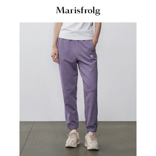 松弛裤 新款 装 秋季 紫色纯棉抽绳收腰束脚休闲裤 玛丝菲尔休闲裤