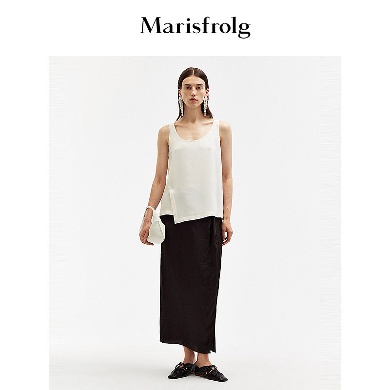 Marisfrolg玛丝菲尔桑蚕丝奶油白背心女上衣