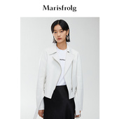 职场干练系列 玛丝菲尔皮衣春季 新款 翻领修身 夹克绵羊皮衣外套