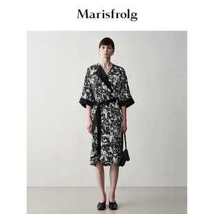【艺术匠坊】玛丝菲尔夏季新款时尚气质设计感桑蚕丝花色连衣裙女