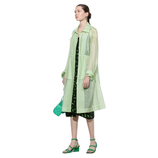 【商场同款】玛丝菲尔女装夏季新款绿色中长款透视风衣女