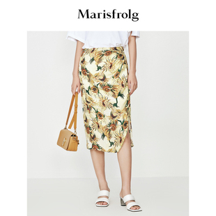 【商场同款】玛丝菲尔夏季新款桑蚕丝艺术感梵高向日葵印花半身裙