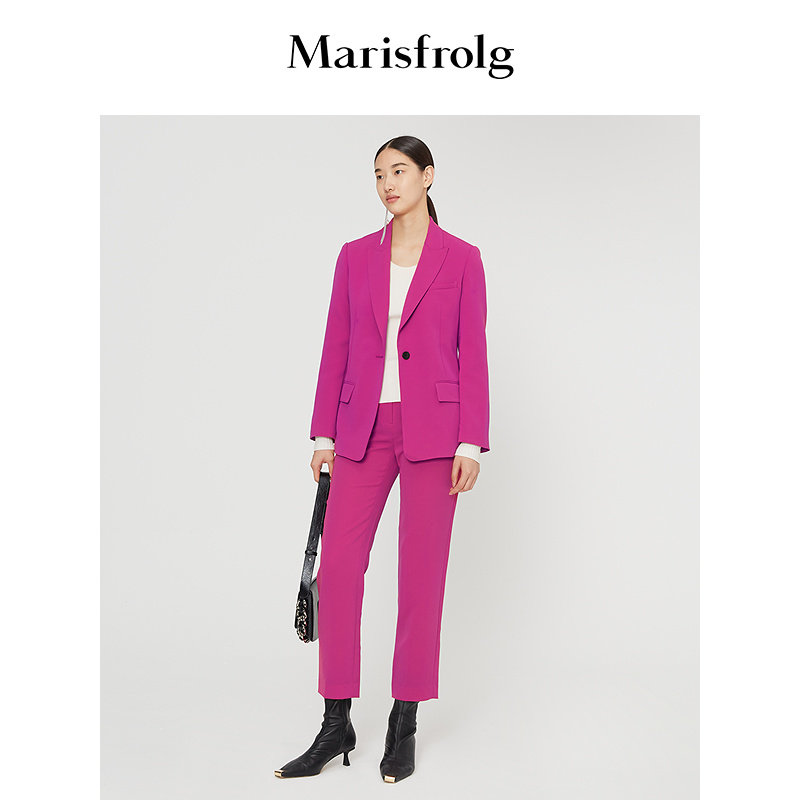 【商场同款】Marisfrolg玛丝菲尔春季新款粉色三醋酸直筒休闲裤女