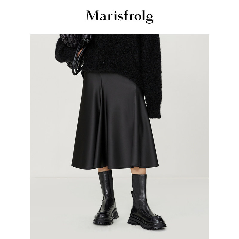 【言姐严选】玛丝菲尔裙子23夏季新款黑色通勤a字鱼尾半身裙,女装/女士精品,半身裙,淘宝优惠券,粉丝福利购,淘宝优惠卷