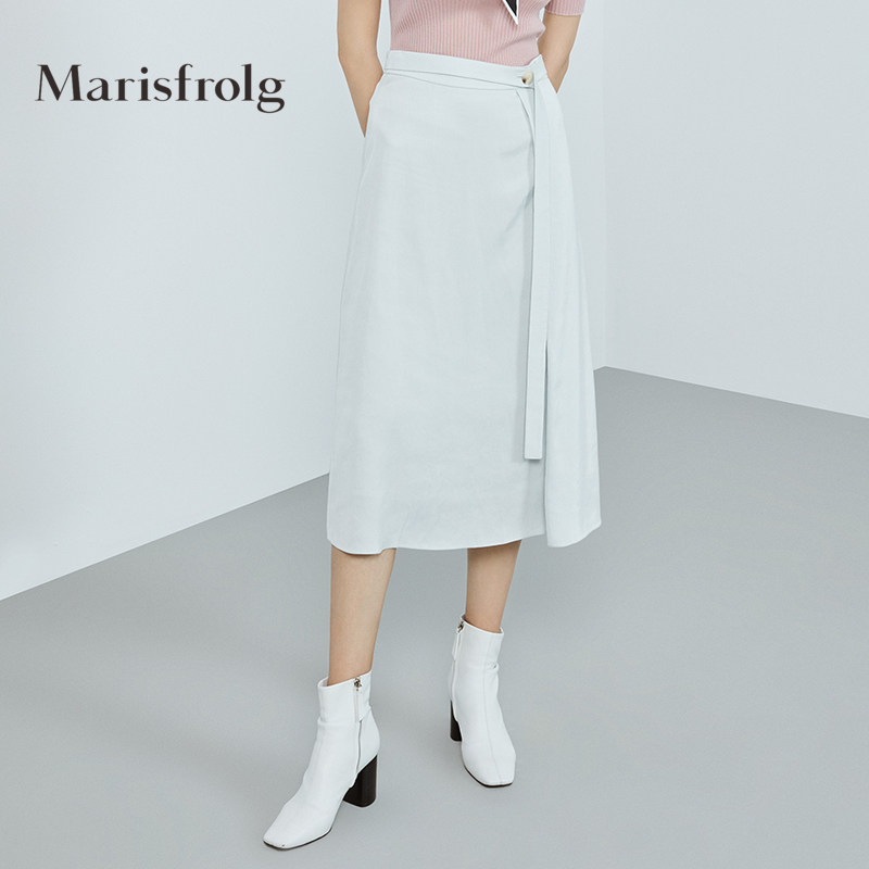 Marisfrolg玛丝菲尔莱赛尔冬季新款女装高腰显瘦A字半身裙