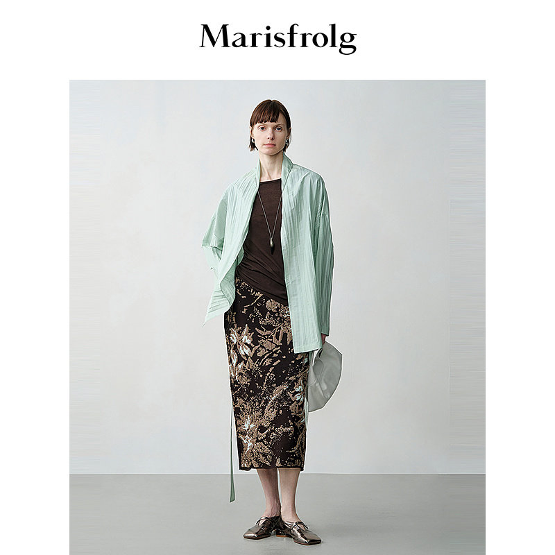 【艺术家灵感】Marisfrolg玛丝菲尔秋季新款开衩提花针织半身裙女图片