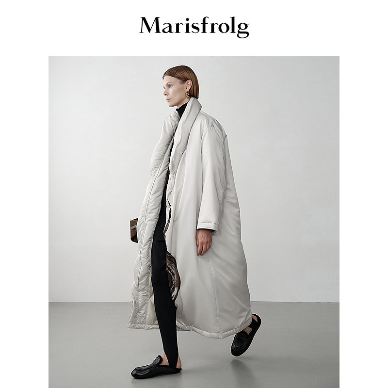 Marisfrolg玛丝菲尔冬季新款复古时髦绵羊毛时尚修身蹬脚黑色裤子