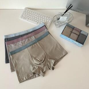 大码 3301 四角裤 透气平角男士 礼盒 韩系莫兰迪棉无痕亲肤男裤