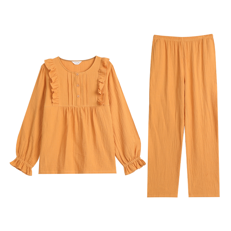 秋鹿睡衣女款纯棉春秋家居服套装