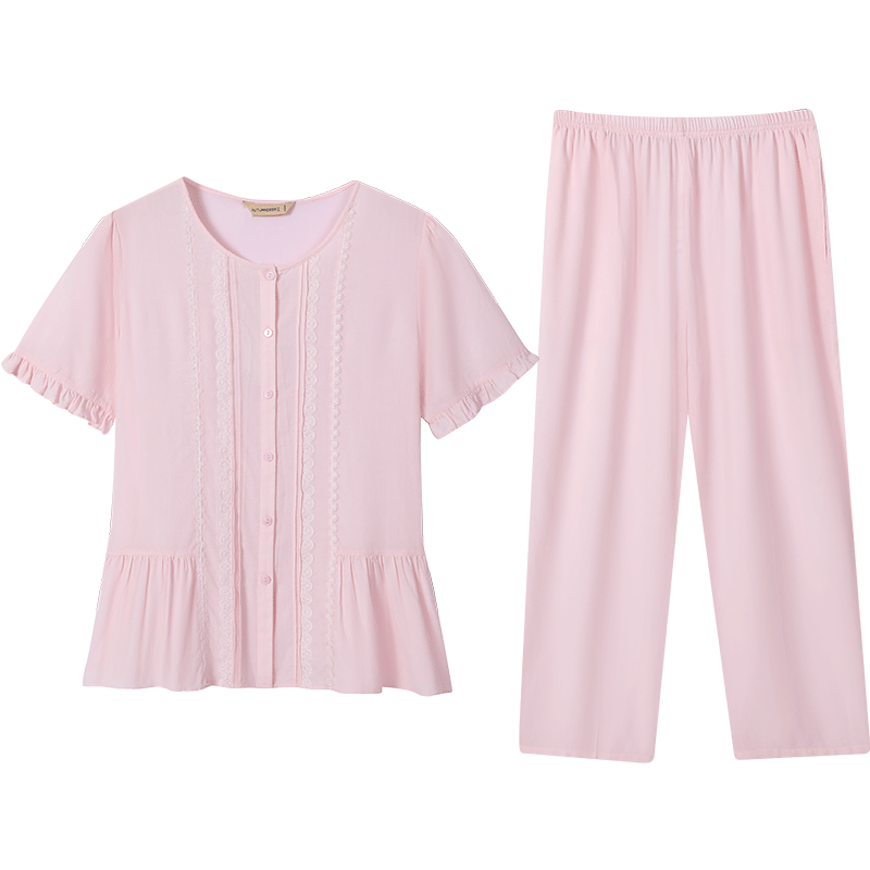 秋鹿女纯色夏季人造棉