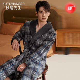秋鹿先生【防静电】三层加厚夹棉睡衣男2026秋冬款纯棉家居服睡袍