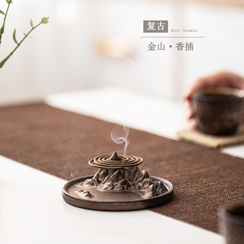 复古金山香炉线香插香座檀香倒流家用室内香熏炉香盘香台香托摆件,餐饮具,茶道/香炉,淘宝优惠券,粉丝福利购,淘宝优惠卷